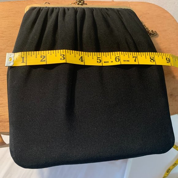 Vintage Henry Levine Black Evening Bag With Attached Coin Purse - Picture 11 of 13